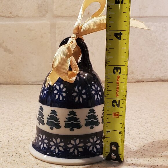 New Boleslawiec Polish Pottery Christmas Trees Bell - Picture 6 of 6